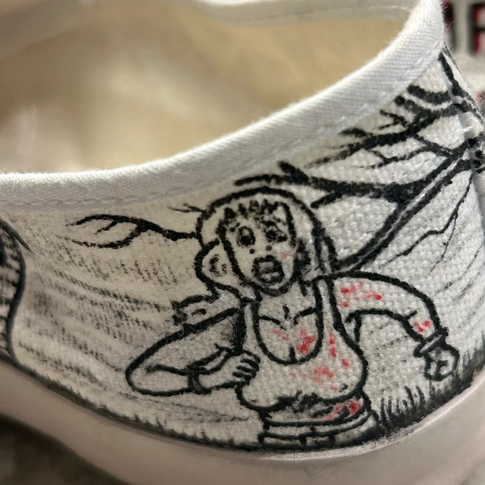 Hand Painted Custom Horror Themed‎ Slip-On Shoes Jason & Michael M7.5 W9.5